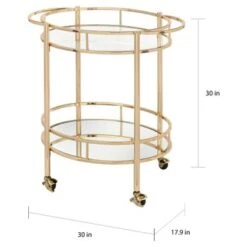 Lifestorey Devin Oval Metal Bar Cart - Bright Gold -Elegance Barware eb7174af a1e8 43a3 9351 12a2a9da7136