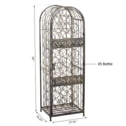 HOMCOM 45 Bottle Wrought Iron Wine Rack Jail With Lock - Antique Bronze - 17.5*14.25*52 - Bronze -Elegance Barware eb71acc5 83d9 4bf1 90c9 4ca91cb89a3c