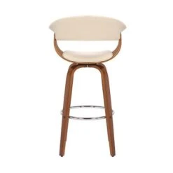 Julyssa Mid-Century Modern Faux Leather And Wood Swivel Bar Or Counter Stool - Cream & Walnut - Counter Height 35 Julyssa Mid-Century Modern Faux Leather And Wood Swivel Bar Or Counter Stool - Cream & Walnut - Counter Height -Elegance Barware eb8672dd be5e 41a3 b572 21aae69e4ff4