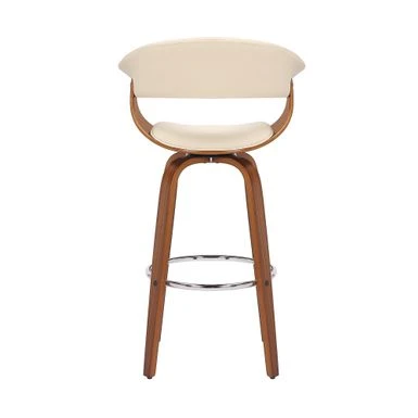Julyssa Mid-Century Modern Faux Leather And Wood Swivel Bar Or Counter Stool - Cream & Walnut - Counter Height 16 Julyssa Mid-Century Modern Faux Leather And Wood Swivel Bar Or Counter Stool - Cream & Walnut - Counter Height - Image 14