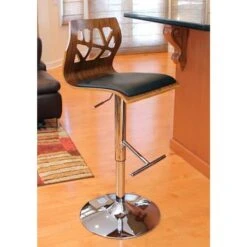 Carson Carrington Sala Mid-Century Modern Walnut Wood Adjustable Barstool - N/A - Cream Faux Leather -Elegance Barware ec7ad860 7dfc 445c 898c 6d5c138aa5de