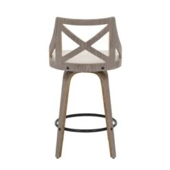 The Gray Barn Charlotte 26" Fixed-Height Counter Stool With Round Footrest (Set Of 2) - Grey Fabric/Light Grey Wood/Black Footrest -Elegance Barware ecb6e1e7 f3da 46e9 abbc c445c27e394b