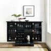 LaFayette Black Finish Expandable Bar Cabinet - Wood - Black -Elegance Barware ed24e8ae 009b 4117 89ce bbb80de4eacc