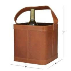 Leather Modern Wine Holder - 9 X 9 X 17 - Red -Elegance Barware eda56e88 44cc 4233 9232 99e99518f90a