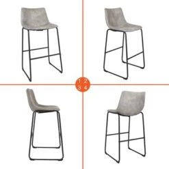 Carbon Loft Aube Vintage Faux Leather Bar Stools (Set Of 2) - Grey -Elegance Barware edf42db3 3fc4 42b1 a8e9 38aa1e577398