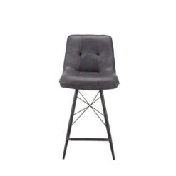 Aurelle Home Mid Century Modern Soft Eco-leather Grey Bar Stool - Abraham