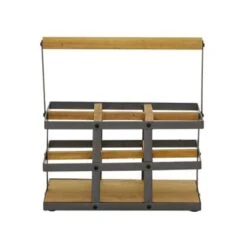 Modern 6-Bottle Wood And Metal Wine Holder - Grey -Elegance Barware ee3515e6 71c1 4691 baee 4bf036644220