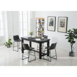 Roundhill Furniture Bronco Antique Wood Counter Height 5-piece Dining Set - Grey -Elegance Barware ee7bddf5 e939 4185 aad4 64e1fac75a46