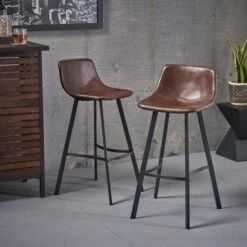 Dax 30-inch Faux Leather Barstool (Set Of 2) By Christopher Knight Home - Set Of 2 - Bar Height