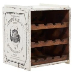 Wood Farmhouse Wine Rack 16 X 14 X 13 - 14 X 13 X 16 - White -Elegance Barware eebf8598 3a29 41dd 8694 0c163855a2bd