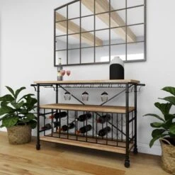 Brown Iron Industrial Wine Rack 31 X 48 X 17 - Brown -Elegance Barware ef0a5e9f 62d9 4e21 b82f e405227f59d9