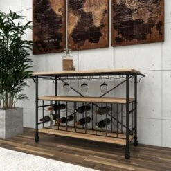 Brown Iron Industrial Wine Rack 31 X 48 X 17 - Brown -Elegance Barware efbe238d c006 430e baf4 7c53d6936fad