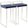 Silver Orchid Forrest Stainless Steel Stackable Counter Stool (Set Of 2) - Blue Velvet -Elegance Barware efe52d30 6306 498a a27f d60ba9b7bd50