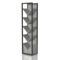 DH BASIC Industrial Metal V-cut 5-shelf Compact Wine Rack By Denhour - Cement -Elegance Barware f047f0ab 3c94 4401 bc8e bce5e86743ad