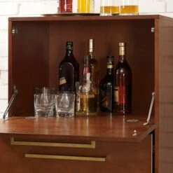 Everett Spirit Cabinet In Mahogany Finish - 24.5"W X 18.5"D X 47"H - Mahogany -Elegance Barware f120ae53 48ae 4ce4 8119 9bb17874932e
