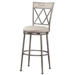 Hillsdale Furniture Milestone Indoor/Outdoor Swivel Counter Stool In Aged Pewter Finish - Single - Silver - Counter Height