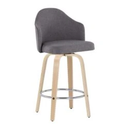 Carson Carrington Valsatra Fixed-Height Upholstered Counter Stool With Wood Legs (Set Of 2) - Light Grey/Natural Wood Legs -Elegance Barware f3c71b15 d577 445f 8bbd e7c0ffe4b93a