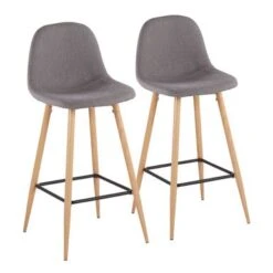 Carson Carrington Stone Natural Bar Stool - Set Of 2 - Grey Faux Leather -Elegance Barware f4c7c7c3 830d 4767 a22c d72982674bf7