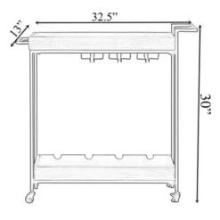 Vintiquewise Metal Wine Bar Serving Cart With Rolling Wheels, Wine Rack, And Glass Holder - Black -Elegance Barware f4c932a1 822f 4877 903e 196b7e49828a