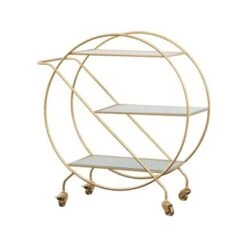 Abbyson Braque Gold Round Bar Cart - Metal/Glass - Gold -Elegance Barware f50bd30b 8130 4570 89f5 7b1e37140cc7