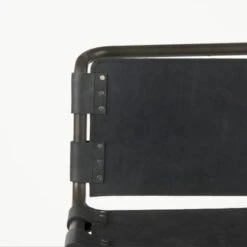 Berbick Black Genuine Leather W/Dark Grey Frame Counter Stool - Single - Dark Brown - Counter Height -Elegance Barware f53f23eb 045a 433c b3a2 ea7ec89b81ec