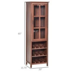 HOMCOM Wine Cabinet Bar Display Cupboard With Glass Door And 3 Storage Compartment For Home Bar - Walnut -Elegance Barware f57c353e c602 47ee ba2e a5194a75d5c2
