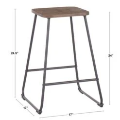 Carbon Loft Bahorel Industrial Metal & Wood Counter Stool (Set Of 2) - N/A - Black/Espresso -Elegance Barware f58aa611 4f71 4aab 8642 87a3ee70534e