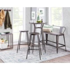 Carbon Loft Barton Industrial Round Bar Table - N/A - Vintage White/Espresso -Elegance Barware f5e705be 506e 4a74 9d02 5b16302a72b4