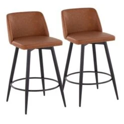 Carson Carrington Vallberga 26" Counter Stool With Black Metal Base (Set Of 2) - Grey Faux Leather/Round Black Footrest -Elegance Barware f5edad88 58f0 4f2c 89fa c38695ce7aef
