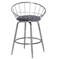 Hillsdale Bullock Basket-style Back Metal Swivel Counter Height Stool - N/A - Chrome And Teal Blue - Counter Height -Elegance Barware f64029b6 4ea1 45b0 8004 5dc86e110bb3