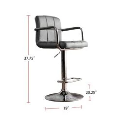 Leatherette And Metal Bar Stool - Grey -Elegance Barware f6deb0c1 60cc 4748 aa7d bd3c78cb1fde