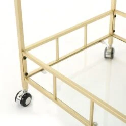 Ambrose Industrial Glass Bar Cart With Shelves By Christopher Knight Home - Iron/Glass - Gold -Elegance Barware f6f92b75 8542 4800 a080 9024deecc29e