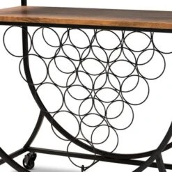 Baxton Studio Dania Antique Vintage Industrial Metal And Wood Mobile Wine Bar Cart - Iron - Black -Elegance Barware f70e3ad3 6c9f 4b97 b8c4 41f51fea68e0