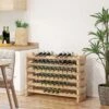 HOMCOM Stackable Wine Rack, Modular Storage Shelves, 72-Bottle Holder, Freestanding Display Rack For Kitchen, Natural - Oak