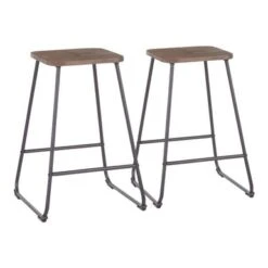 Carbon Loft Bahorel Industrial Metal & Wood Counter Stool (Set Of 2) - N/A - Black/Espresso -Elegance Barware f77fadc5 3611 4607 bbc2 d2ec0023aefb