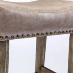 Wooden Height 26" Backless Faux Leather Stools,Set Of 2 - Black -Elegance Barware f84ce3ab 93eb 4a4e 8176 1d636007fee7