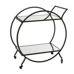 Metal Contemporary Bar Cart With Wheels - Black - 14"W X 28"L X 31"H -Elegance Barware f8554328 fd75 4add b749 b12a56f24130