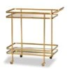 Baxton Studio Destin Glam Brushed Gold Metal And Mirrored Glass 2-Tier Wine Bar Cart - Bronze -Elegance Barware f927fd56 c129 4706 a71d b401f9e445b0
