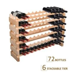 HOMCOM Stackable Wine Rack, Modular Storage Shelves, 72-Bottle Holder, Freestanding Display Rack For Kitchen, Natural - Oak -Elegance Barware f93148ea fcba 40d8 bd06 856dbdb0af9c