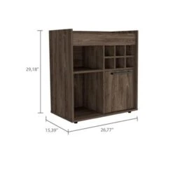FM Furniture Leeds Bar Cabinet With 2 Concealed Shelves, 2 Open Shelves, And 6 Liquor Cubbies - MDF -Elegance Barware fa85fdba c93c 4bc2 a590 fe6f6538760d