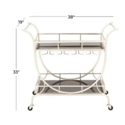 Metal Contemporary Silver Bar Cart - 33 X 38 X 19 - Silver -Elegance Barware fa8bf168 6d22 4577 b164 74fe8a739076
