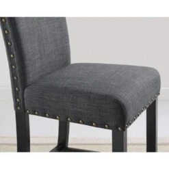 Roundhill Furniture Biony Espresso Wood Counter Height Dining Set With Fabric Nailhead Stools - Brown -Elegance Barware fb2ceab9 bafc 4dce ba4f 14ac19e29ad8