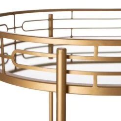 Silver Orchid Marsh Oval Mirrored Glass Top New Bar Cart With Wheels - Black -Elegance Barware fb464c25 ac50 4b14 a373 d75a2fcebb66