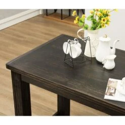 Roundhill Furniture Lotusville 7-PC Antique Black Wood Table With Faux Leather Barstools - White -Elegance Barware fb754aa4 992b 4b8d b4a2 af94bf64df98