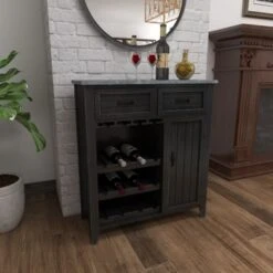 Black Distressed Wood Metal Top Farmhouse Wine Rack Storage Cabinet - Black -Elegance Barware fb7819c5 6209 4f40 ae95 5ed05eced07b