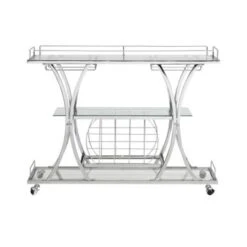Serving Cart Glass Bar 3-Tier Metal Frame And Shelf - Golden -Elegance Barware fbd1290f 4edb 4dd4 9444 9ea044b7abc5