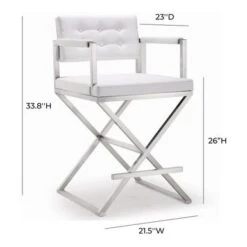 Director White Stainless Steel Counter Stool - Single - White - Counter Height -Elegance Barware fc36c50d b7a0 417a b737 9891c7b879b0