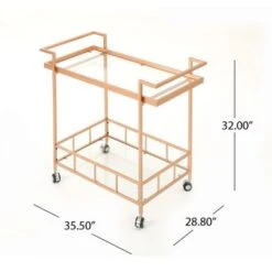 Ambrose Industrial Glass Bar Cart With Shelves By Christopher Knight Home - Iron/Glass - Gold -Elegance Barware fc75c3b8 833c 4786 8028 042ce6bd5458