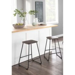 Carbon Loft Bahorel Industrial Metal & Wood Counter Stool (Set Of 2) - N/A - Black/Espresso -Elegance Barware fc8627d0 4960 4112 a294 2f9e455bf496