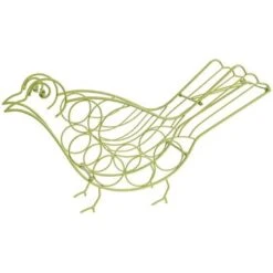 Bird Shape Metal Wine Holder, Green - Green